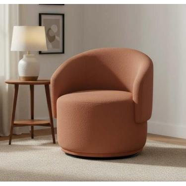 Imagem de Poltrona Decorativa Giratória Sala de Estar Recepção Jasmine Bouclé - 