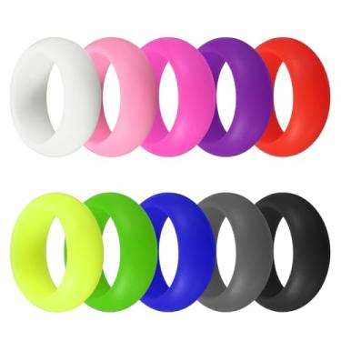 Imagem de YELARXI Anéis esportivos de silicone, alianças de casamento de borracha, anéis de noivado masculinos e femininos - adequado para (esportes ao ar livre/academia/noivado/casamento/lembrança), 10 peças