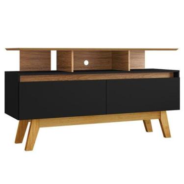 Imagem de Rack Bancada Tv 50 Pol 120 Cm Rubi Cinamomo Preto Bechara - BECHARA MÓ