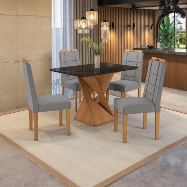 Imagem de Conjunto Sala De Jantar Luna Kappesberg 4 Cadeiras Veludo Titanio