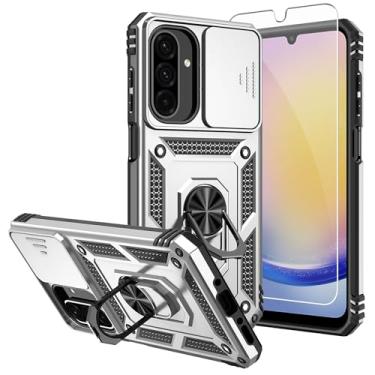 Imagem de Capa para celular Galaxy A17 5G, com protetores de tela e capa de câmera, [grau militar] capa testada contra quedas de 5 metros com suporte magnético para Samsung a17 5G (prata)