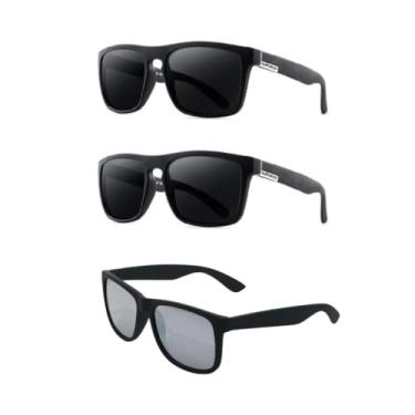 Imagem de Óculos de sol moda verão com proteção uv400(2 PRETO - 1 ESPELHADO)