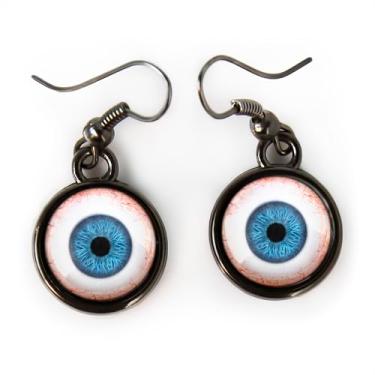 Imagem de Brincos de globos oculares humanos - brincos de fantasia pendentes de boneca azul - 88-2-E, Small, Liga de aço, Sem pedra preciosa