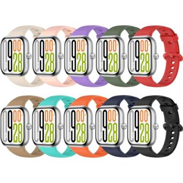 Imagem de Z.DuDuZAZA Pulseiras esportivas compatíveis com Xiaomi Redmi Watch 5 para mulheres e homens, pulseira macia à prova d'água com adaptador de conexão de metal para Redmi Watch4 e Watch5, pacote com 10