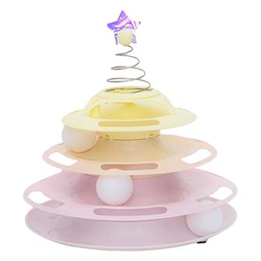 Imagem de Acouto Rolo de Brinquedo Interativo Base Antiderrapante de 3 Níveis para Plataforma Giratória Interativa Rebatidas de Brinquedo Perseguindo Golpes para Gatos Internos Suprimentos para Animais de
