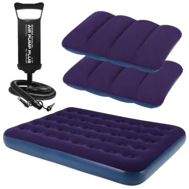 Imagem de Colchão Casal Inflável Com Bomba Manual E 2 Travesseiros Vg Plus