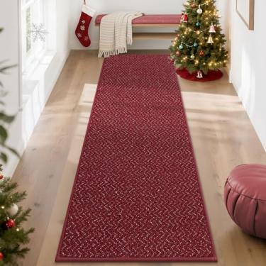 Imagem de COSY HOMEER Tapete de corredor 6 x 20 cm, antiderrapante, lavável, tapete de entrada, absorvente e resistente a manchas para corredores, entrada e lavanderia, vermelho