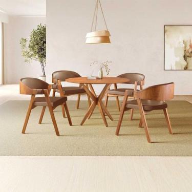 Imagem de Conjunto de Mesa Redonda 100cm com 4 Cadeiras Gaia - Zurc Decor