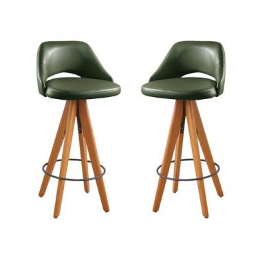 Imagem de Kit 2 Banquetas Giratórias Estofadas com Encosto Nicole - Zurc Decor