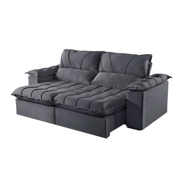 Imagem de Sofá 3 Lugares Retrátil E Reclinável Martins M-178 Veludo Grafite