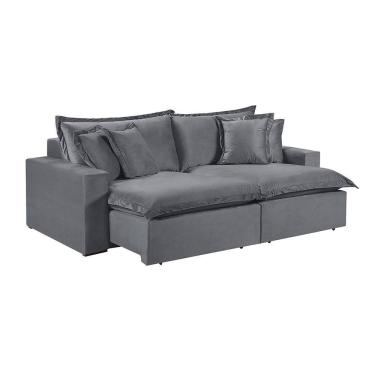 Imagem de Sofá 3 Lugares Retrátil Encosto Fixo M-145 Veludo Martins Grafite