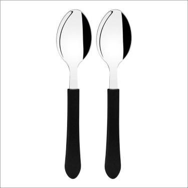 Imagem de Kit 2 Colher De Mesa Tramontina Leme Inox Cabo Preto
