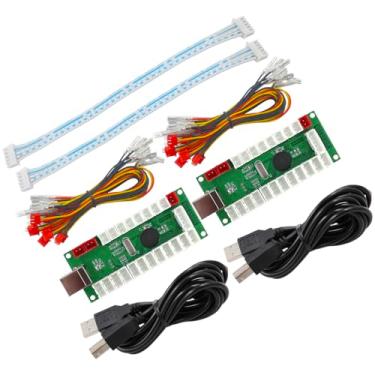 Imagem de SJ@JX 2 Player Arcade Game USB Encoder Code Board LED Power Zero Delay Game Controller DIY Kit 20x LED Button Cable 2x Joystick Cable for Retro Pie PC MAME Raspberry Pi