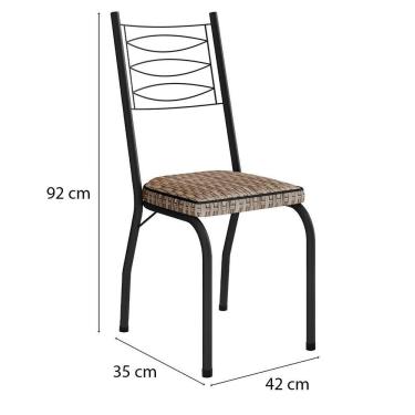 Imagem de Kit 6 Cadeiras Aço Carbono Tubular Metálica Acabamento D-25 Luana Preto-rattan