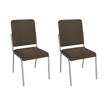 Imagem de Cadeira Sala De Jantar Genebra 2c129cr Aço Kit 2 Un Cromado/suede Cappuccino - Kappesberg