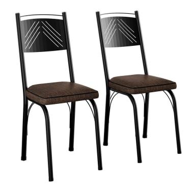 Imagem de Kit 2 Cadeiras Aço Carbono Estofado Tecido Sintético Espuma D13 Clara Imbuia