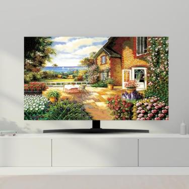 Imagem de Capa de TV para ambientes internos LCD/LED protetor de tela à prova de poeira e sol para tela de computador capa moderna pintura colorida impressa decoração de sala de estar - verde-3||58-60 polegadas