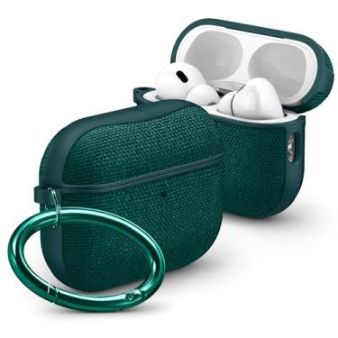 Imagem de Spigen Capa para AirPods Pro 3, Urban Fit compatível com AirPods Pro 3ª geração (2025), capa de tecido premium com mosquetão - verde meia-noite