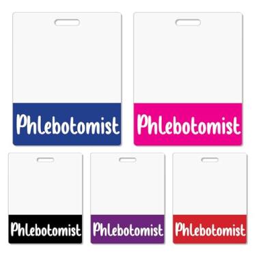 Imagem de Toykee Porta-cartão grande Phlebotomist Badge Buddy - Acessórios horizontais Phleb GG azul rosa preto roxo vermelho crachá de identificação titular crachá nome etiquetas amigo para trabalho hospitalar