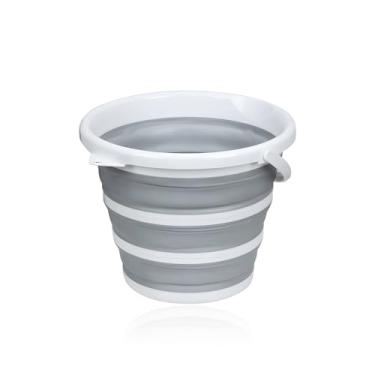 Imagem de NYTKL Balde dobrável, banheira redonda dobrável de 2,6 galões/10L, banheira de lavar leve, cesto de lavagem multiuso para lavagem de carro ao ar livre, balde portátil para areia ou praia