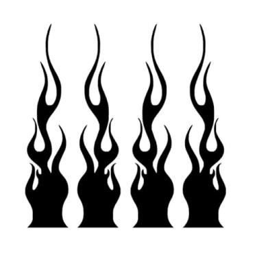 Imagem de Pacote com 4 adesivos de vinil refletivo de chamas de 15 cm/15 cm para pista de carro, motocicleta, skate, laptop, decoração DIY (preto)