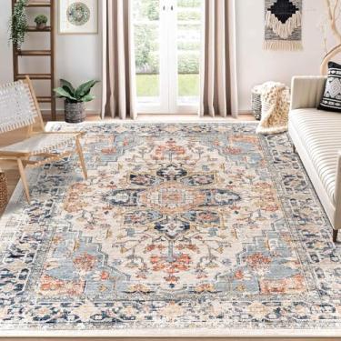 Imagem de Enkor Tapetes macios de área, 20 x 25 cm, lavável, antiderrapante, boho, para sala de estar, quarto, estilo vintage, tapete de casa de fazenda para entrada de cozinha, laranja e preto