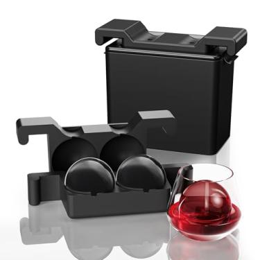 Imagem de Máquina de fazer bolas de gelo transparente, molde de bola de gelo com 2 cavidades para uísque, máquina de gelo com esfera redonda de 6 cm, presentes ideais para pai, namorado, chefe, homens que têm