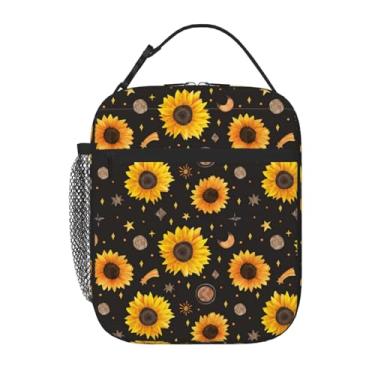 Imagem de Lancheira com isolamento de girassol, lancheira infantil para meninas, meninos, adolescentes, lancheira para crianças, bolsa térmica com bolso frontal para mulheres e homens, lancheira reutilizável