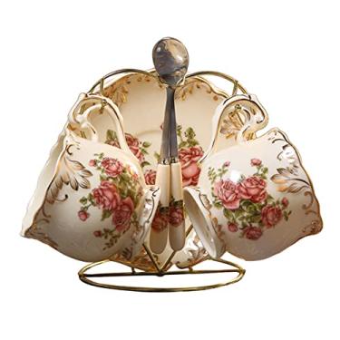 Imagem de Conjunto de xícara de chá conjuntos de chá para adultos conjunto de xícaras de café conjuntos de chá para mulheres festa de chá da tarde xícara de chá conjunto de pires conjunto de xícara de café de