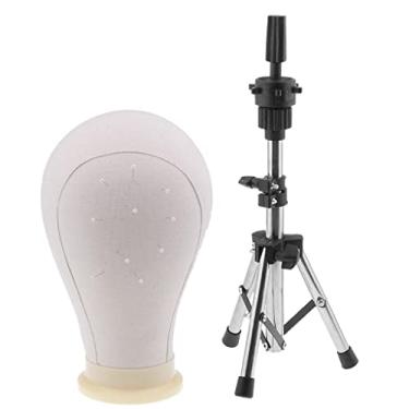 Imagem de Luzhengyang Suporte de prateleira de cabeça de manequim de lona profissional com kit de suporte de tripé para fabricação de perucas e exibição de salão