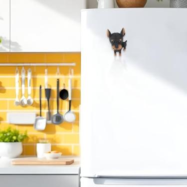 Imagem de Generic 1 peça de ímã decorativo adesivo magnético para geladeira forma irregular Doberman resina sintética preta