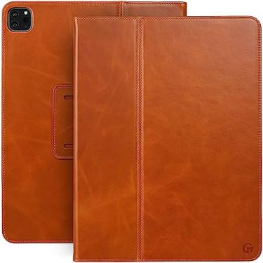 Imagem de Casemade Capa de couro real para iPad Pro 33.0 cm M4 (modelo 2024) - Capa fina premium/fólio inteligente com suporte duplo e hibernar/despertar automático (bronzeado)