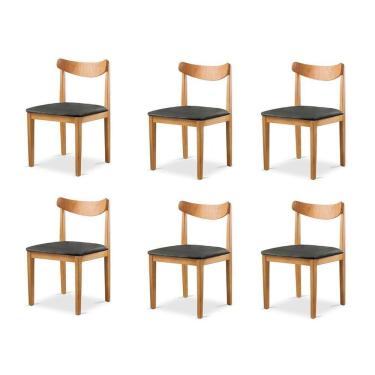 Imagem de Kit 6 Cadeiras Sala de Jantar Aurora Preto/ Marrom