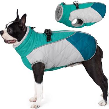 Imagem de AOFITEE Casaco para cães, casaco de inverno para cães, jaqueta reflexiva para cães pequenos com arnês embutido e forro de lã, jaqueta de inverno impermeável para animais de estimação, roupa de neve