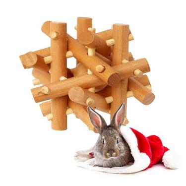 Imagem de Trustic - Brinquedo de mastigar de madeira para pequenos animais, madeira natural para coelho, porquinho da índia, coelho, chinchila
