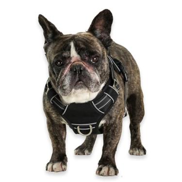 Imagem de Peitoral antipuxão para cães com tiras de segurança refletivas, acolchoado macio ajustável, 3 fivelas, 2 clipes de coleira, Oxford sem estrangulamento, colete para animais de estimação com alça de