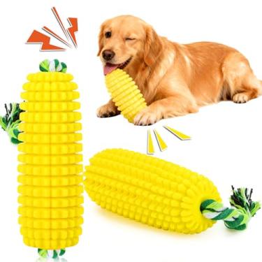 Imagem de Brinquedos de mastigar para cães, escova de dentes para filhotes, brinquedos interativos de milho para cães, mastigadores agressivos, pequeno, médio para treinamento e limpeza dos dentes