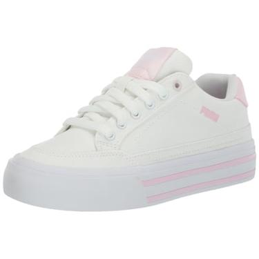 Imagem de PUMA Tênis feminino clássico vulc, branco amêndoa, branco alpino, tamanho 34, Rosa branco, 38