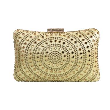 Imagem de DKQXEIM Bolsa feminina de strass deslumbrante com alça transversal com glitter cristal para casamento, bolsa de mão para noite para festa de formatura, Dourado, 7.7 * 4.7 * 2.4 inches