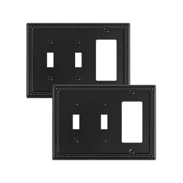 Imagem de TREEWELL Pacote com 2 placas decoradoras/interruptores de luz duplos, placas decorativas para interruptores e tampas de tomada, placas de parede de metal para tomadas elétricas