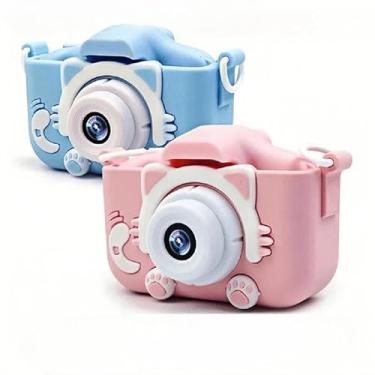 Imagem de Mini Câmera Infantil Mini Recarregável Com Capa Video Jogos Fotos, Suporta Capaz De Tirar Da Vida real (Azul+Rosa)