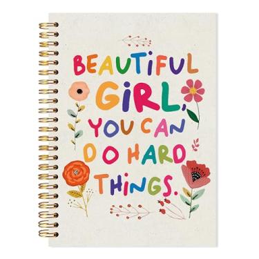 Imagem de LADOCK Caderno inspirador Beautiful Girl You Can Do Hard Things, diário de afirmação para mulheres adolescentes, caderno espiral positivo para meninas adolescentes, diário motivacional para mulheres