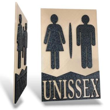 Imagem de Placa Banheiro Unissex Sinalização Sanitário Decorativa - TEMTEC