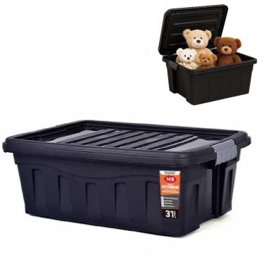 Imagem de Caixa Organizadora Mudanca Rodinhas 31 Litros Maleta Grande Carrinho Container Empilhavel Multiuso Porta Alimentos Brinq