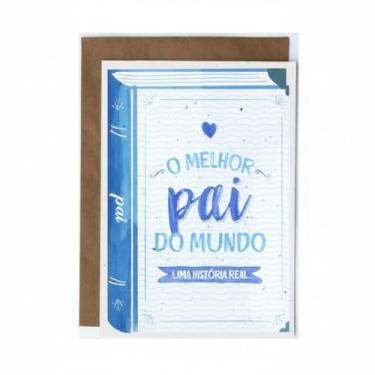 Imagem de Cartão Livro Comemorativo O Melhor Pai do Mundo, Papel Texturizado 250g, 21 x 14,8cm, com Envelope Kraft e Adesivo de Fechamento