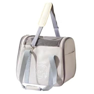 Imagem de Bolsa de Transporte para Pets Dobrável – Mochila Ventilada com Tela Respirável, Alça Reforçada, Pets pequenos (Bege)