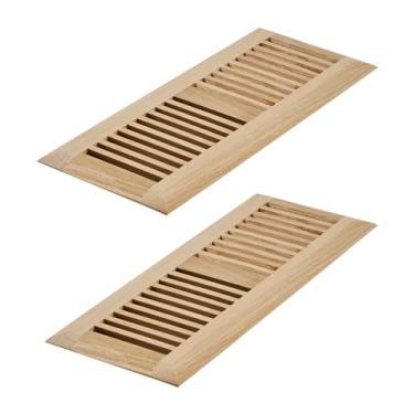 Imagem de Razo Pacote com 2 peças de registro de piso de madeira de carvalho branco, tampa de ventilação com amortecedor, 10 x 30 cm (abertura do duto), inacabado