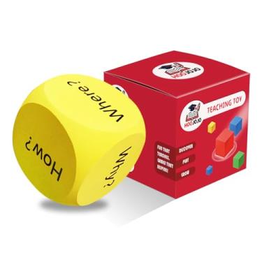 Imagem de HOOJOJO Large Size Question Words Foam Dice Preschool Learning Activities Conversation Learning Cube Classroom Must Haves School & Teacher Supplies (Yellow)