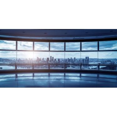 Imagem de TTQYFNM 6 x 3 m para negócios, escritório, janela, janela francesa, vista moderna da cidade, arranha-céus, prédios, fotografia, fundo, reunião, zoom, videoconferência, retrato e estúdio fotográfico