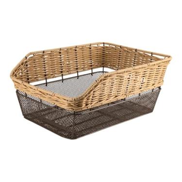 Imagem de Colaxi Caixa de armazenamento de cesta traseira de bicicleta fácil de instalar com rede elástica para carga, cesta de bicicleta para compras de supermercado, Marrom